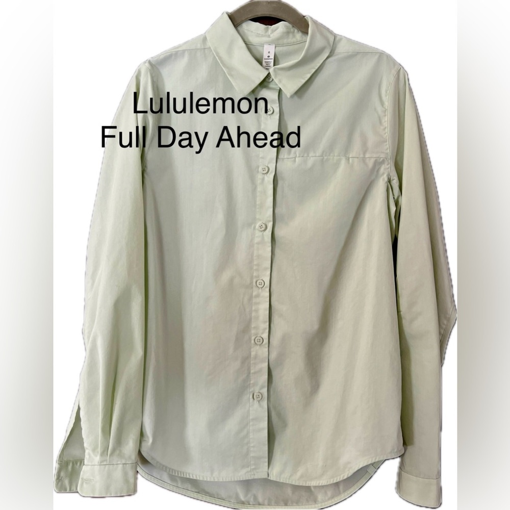 Lululemon Full Day Ahead button down in pale green size 6